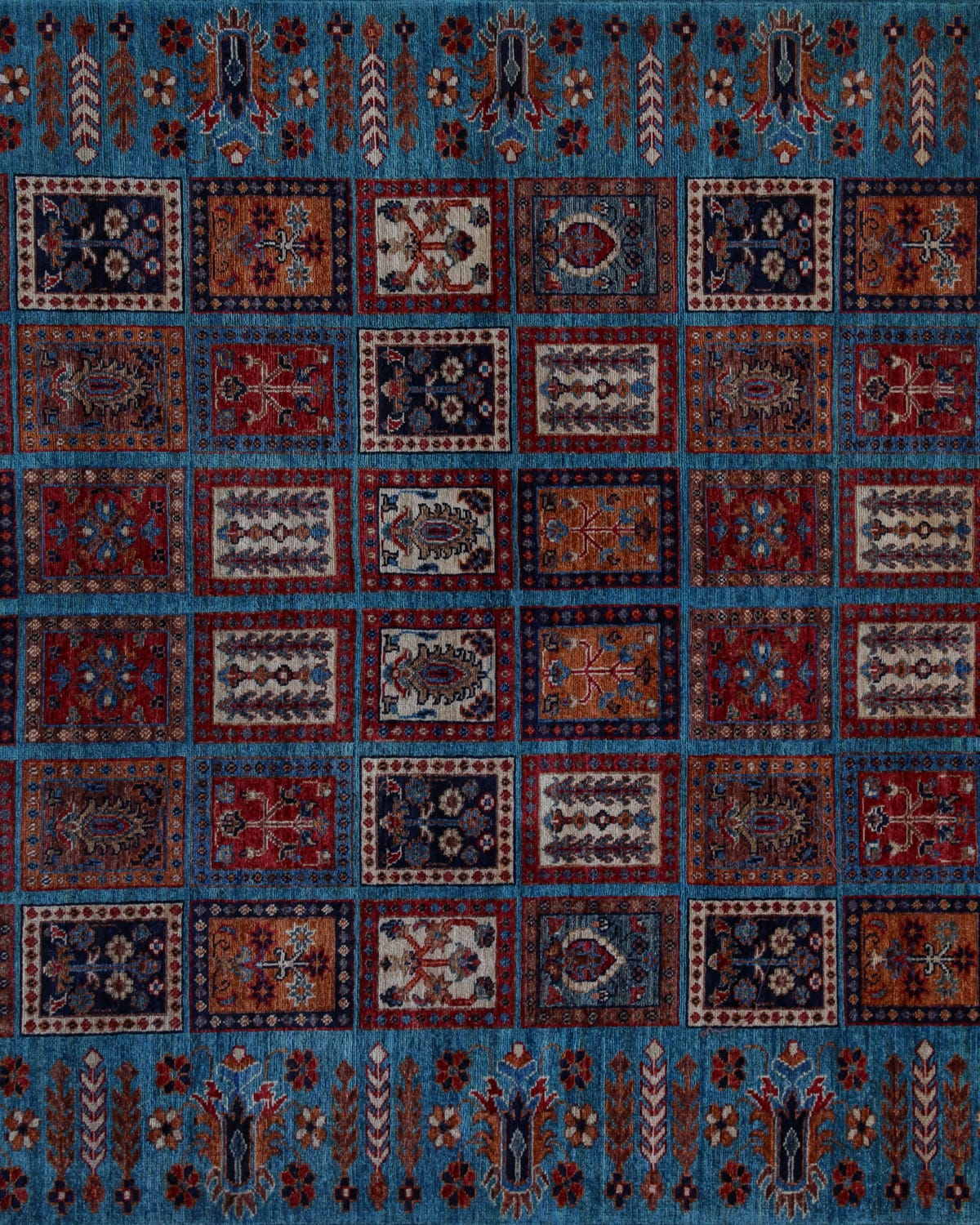 Afghan Rug (Four Seasons) Handwoven Wool Rug - Blue 2
