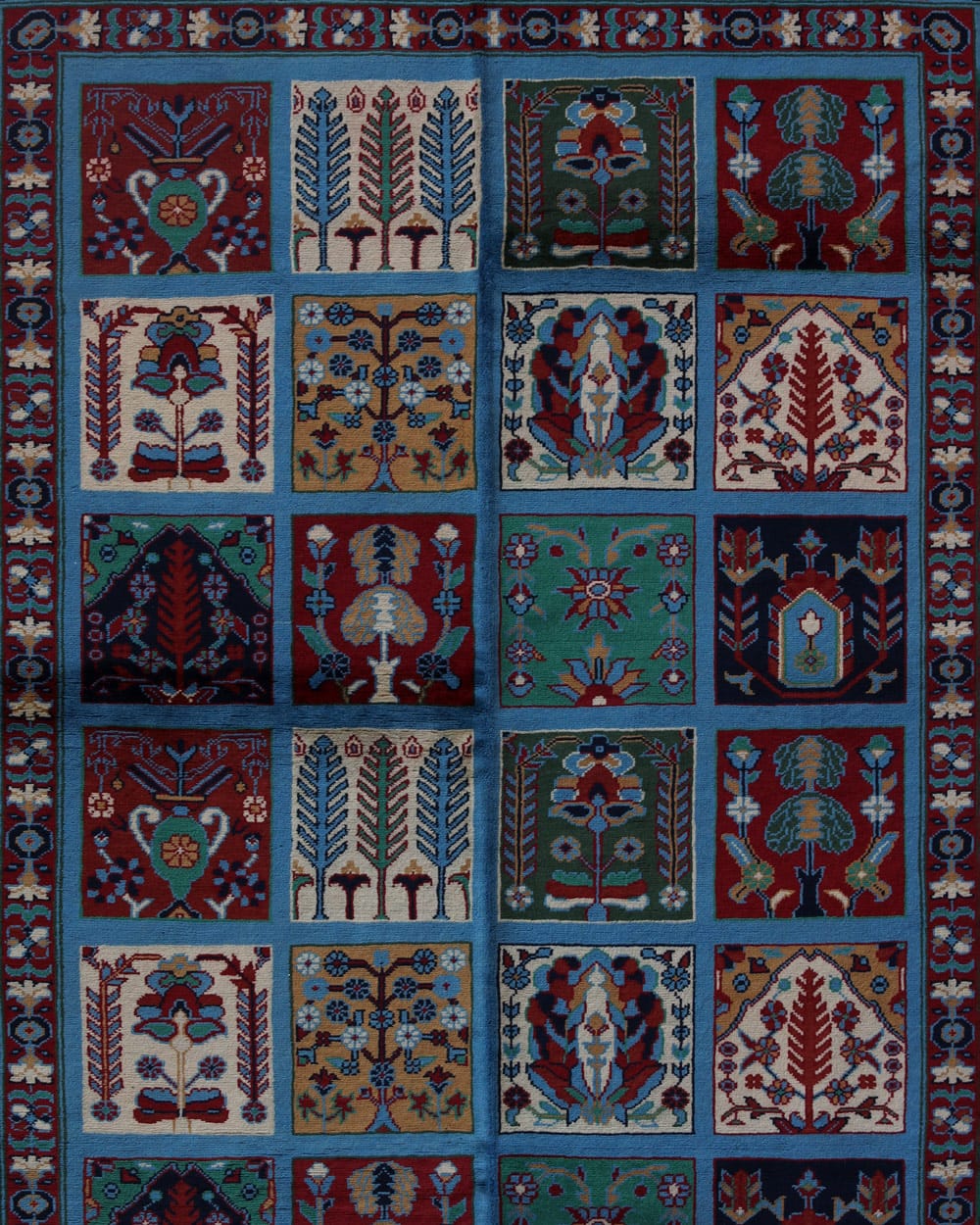 Four Seasons Blue Merino Wool Persian Rug - Handwoven 40×40 Weave 3