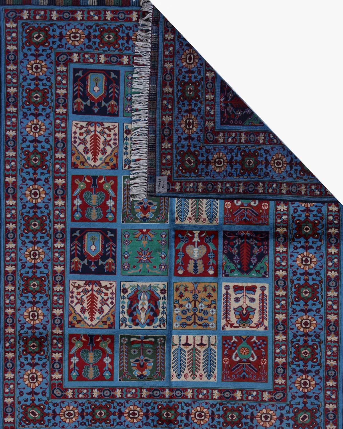 Four Seasons Blue Merino Wool Persian Rug - Handwoven 40×40 Weave 1
