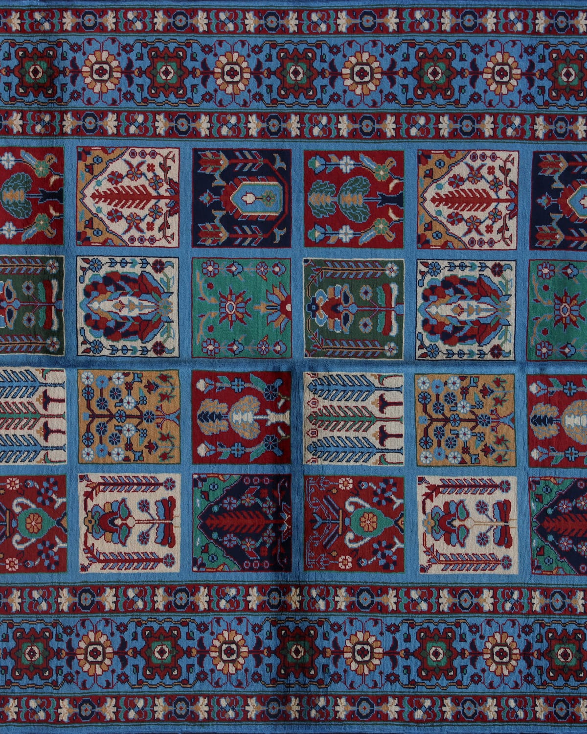 Four Seasons Blue Merino Wool Persian Rug - Handwoven 40×40 Weave 2