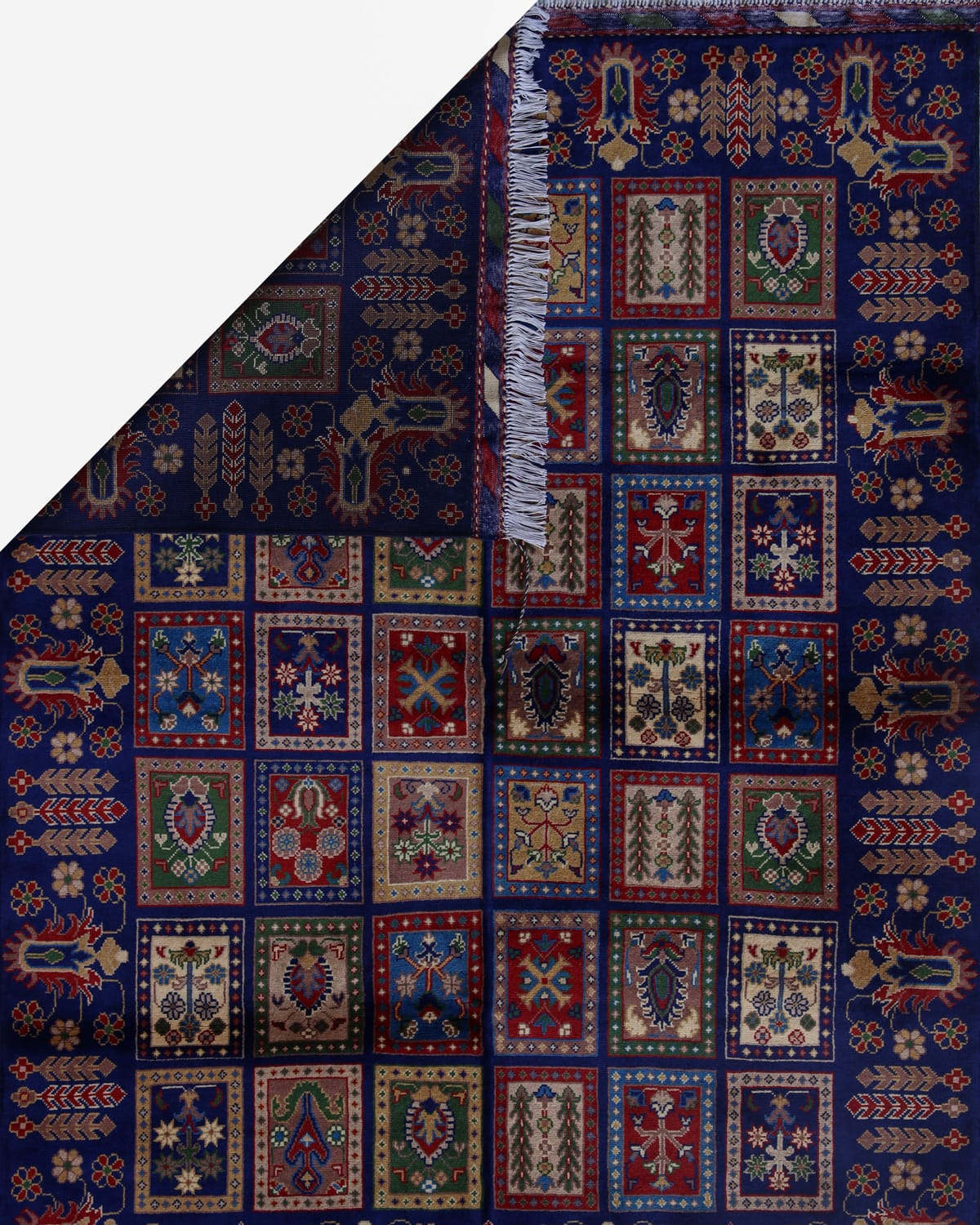 Handmade Four Seasons Navy Blue Merino Wool Rug 2