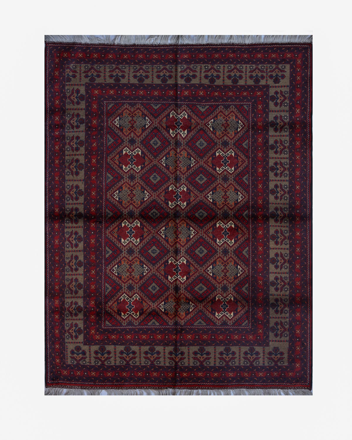 Red and Brown Wool Rug - Baba Sedighi Design 2