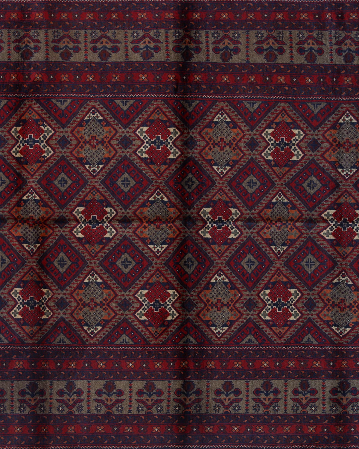 Red and Brown Wool Rug - Baba Sedighi Design 1