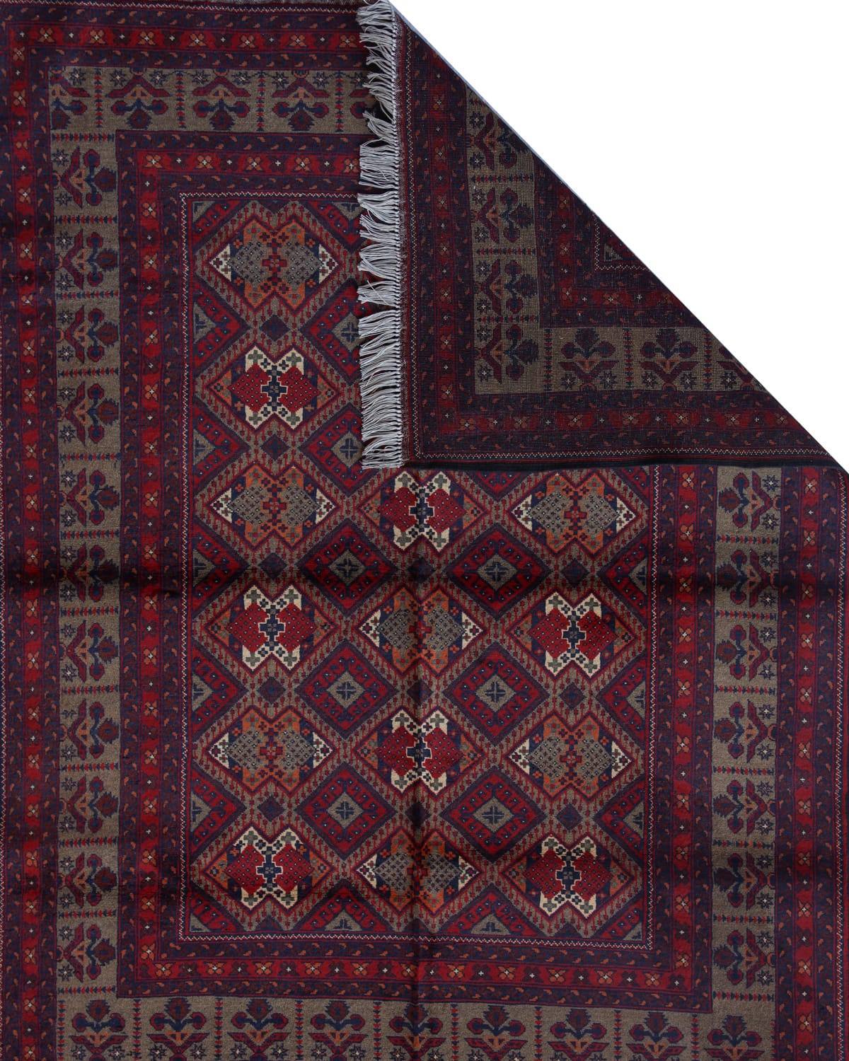Red and Brown Wool Rug - Baba Sedighi Design 3
