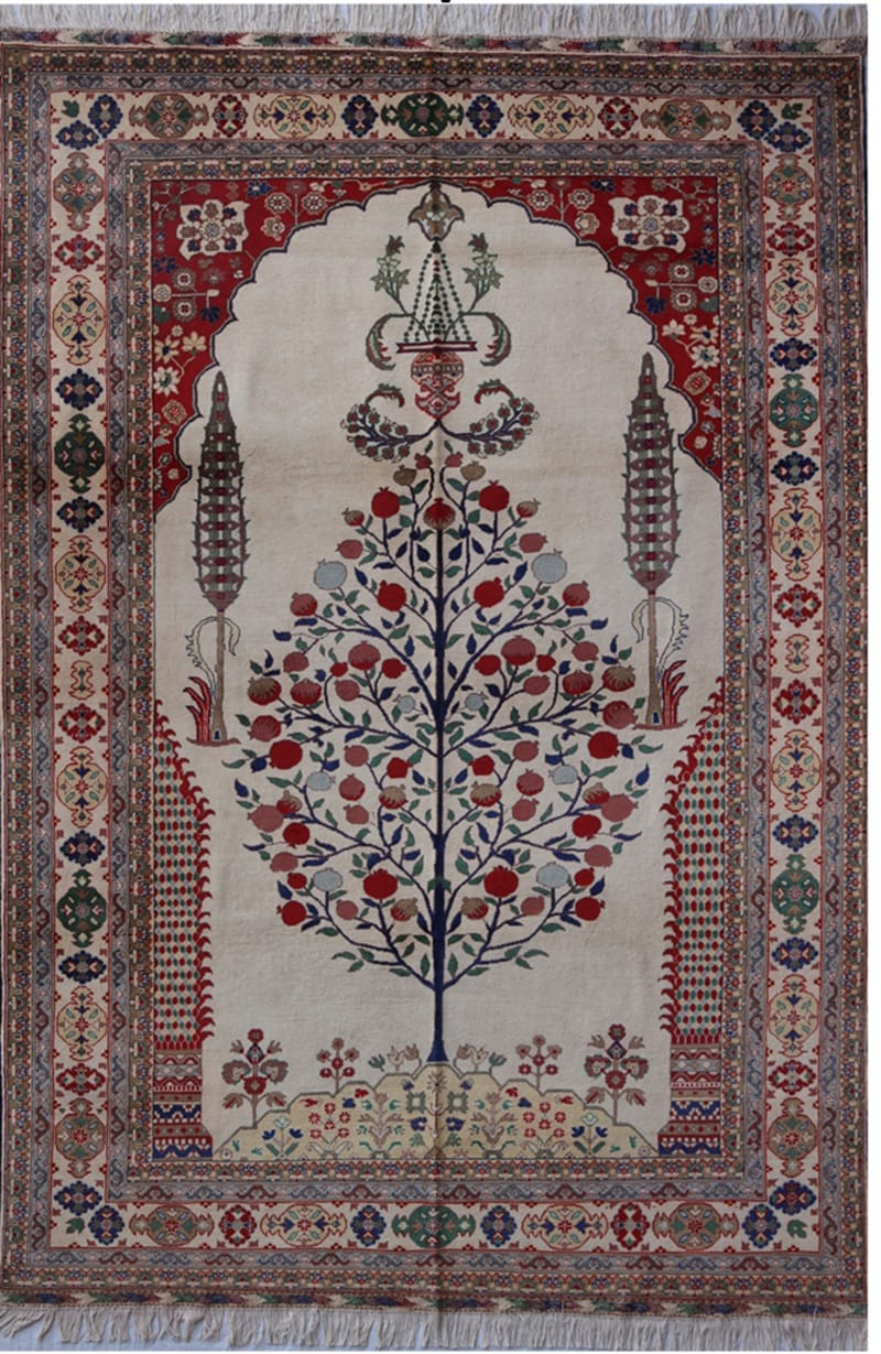 Carpet Afghani Pomegranate Tree Carpet 9.8 × 7.5 feet. 5