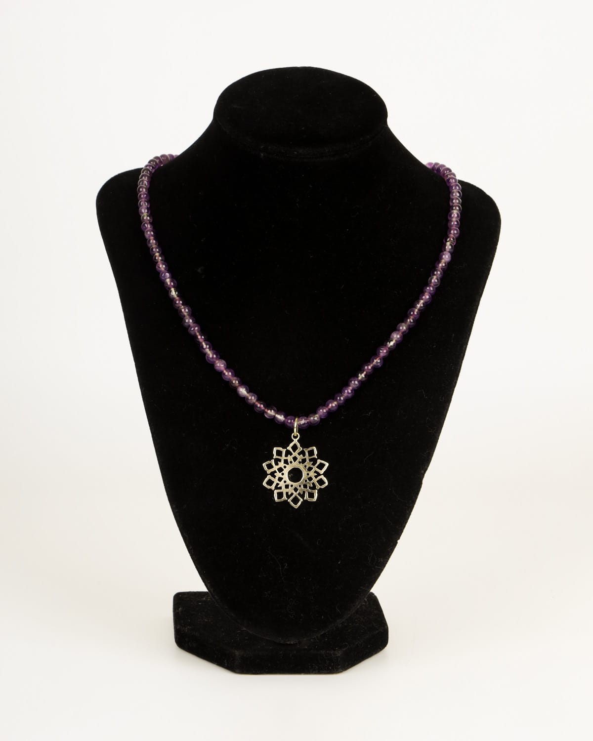 Amethyst Flower Pendant Gold-Plated Necklace 1
