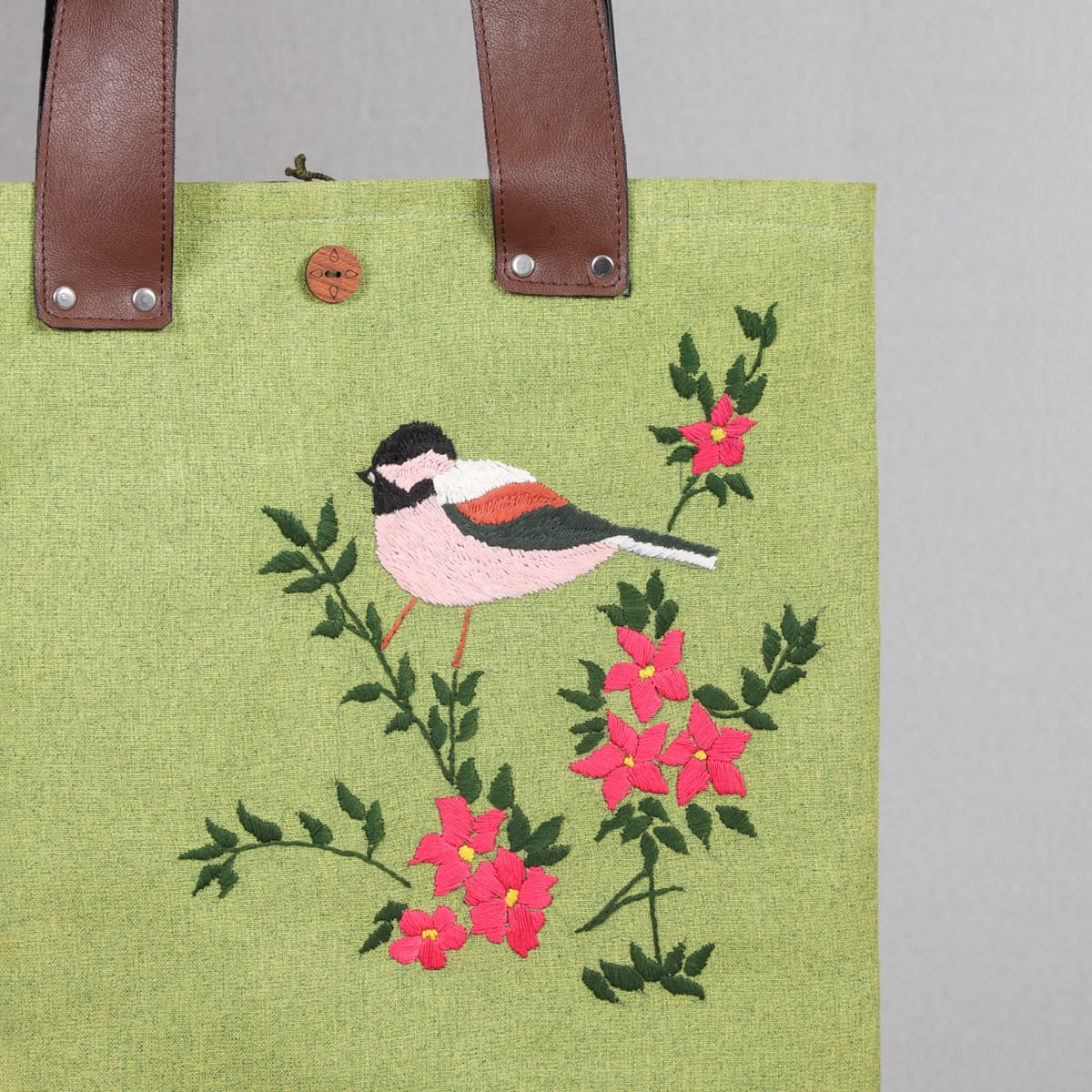 Nature’s Melody Tote, bird and flowers 1