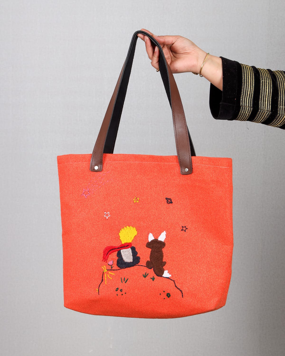 Tote bag, orange color hand bag 2