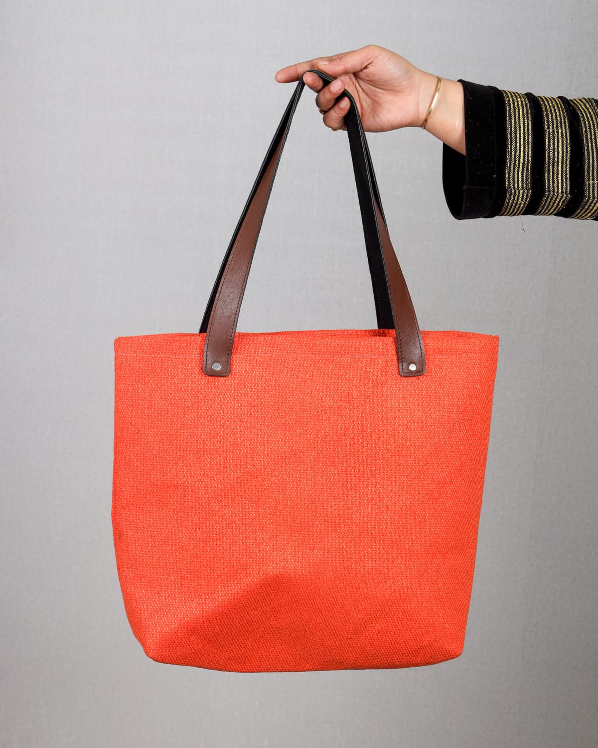 Tote bag, orange color hand bag 3