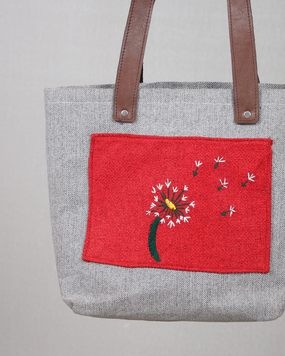 Durable Tote with Leather Straps handmade 2