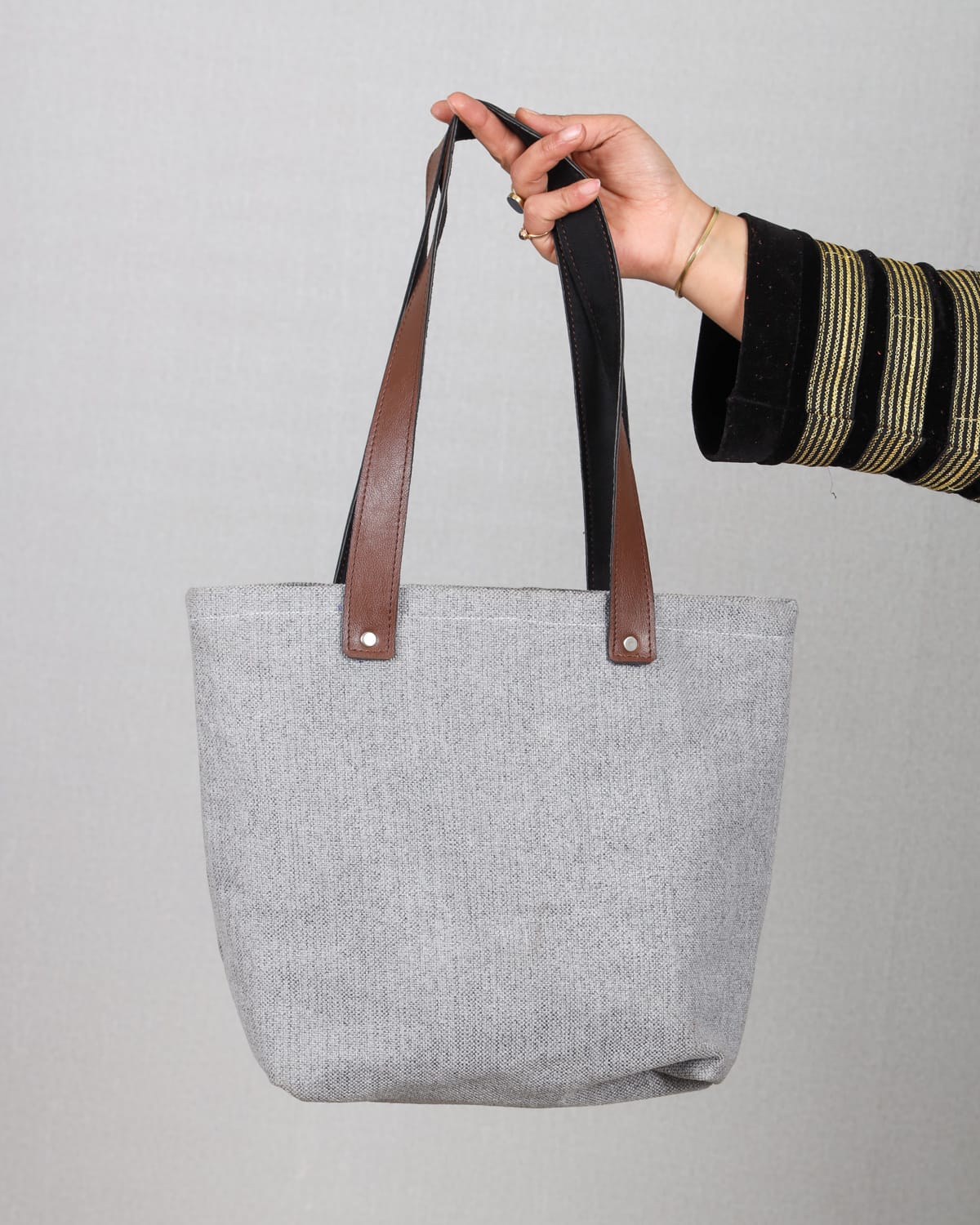 Durable Tote with Leather Straps handmade 1