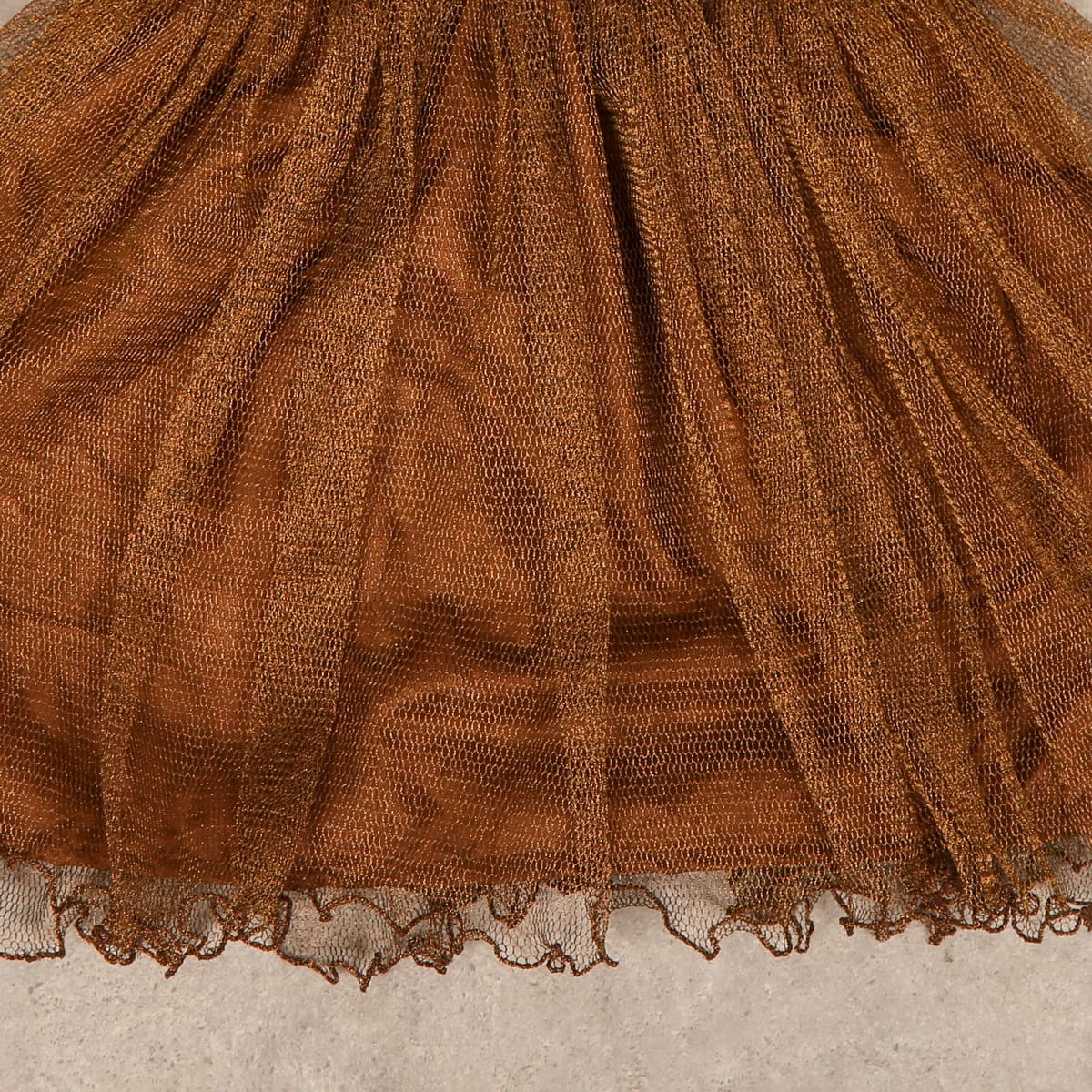 Brown Satin and Tulle Dress with Rosette Bodice and Tulle Skirt 2