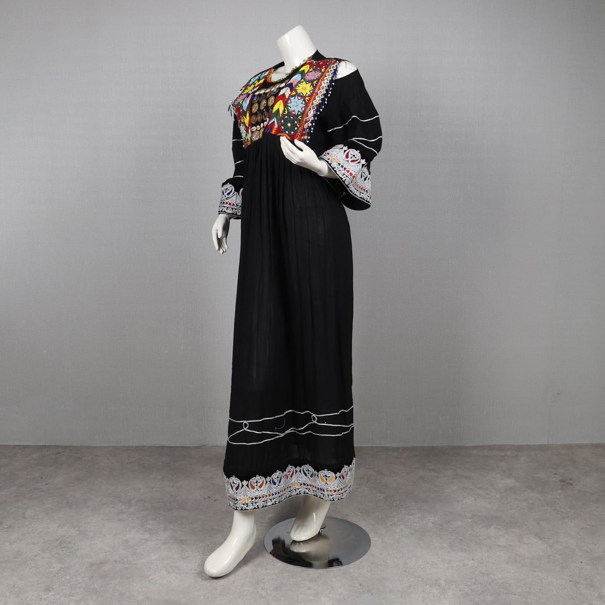 Black Embroidered Long Dress 1