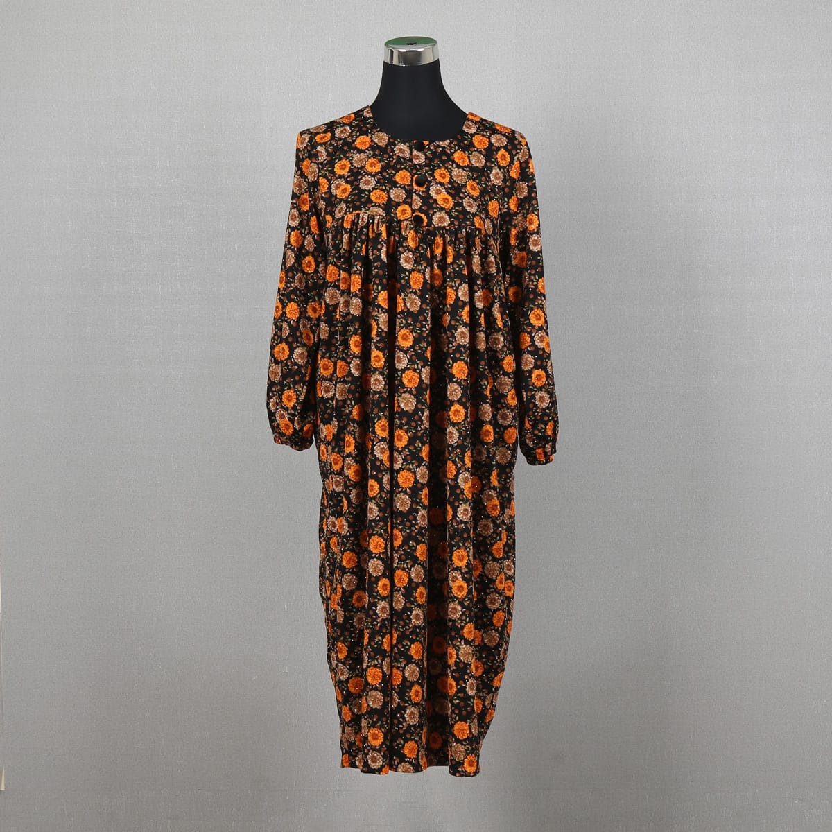 Floral Printed Black Maxi Dress – Long Sleeve Casual Wear 3