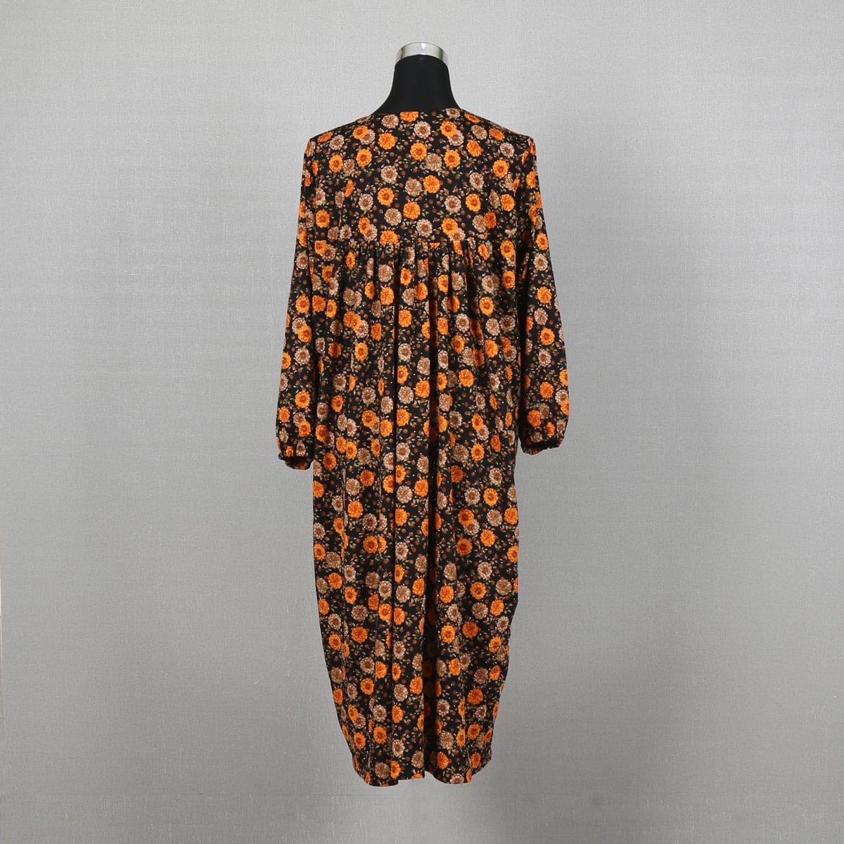Floral Printed Black Maxi Dress – Long Sleeve Casual Wear 4