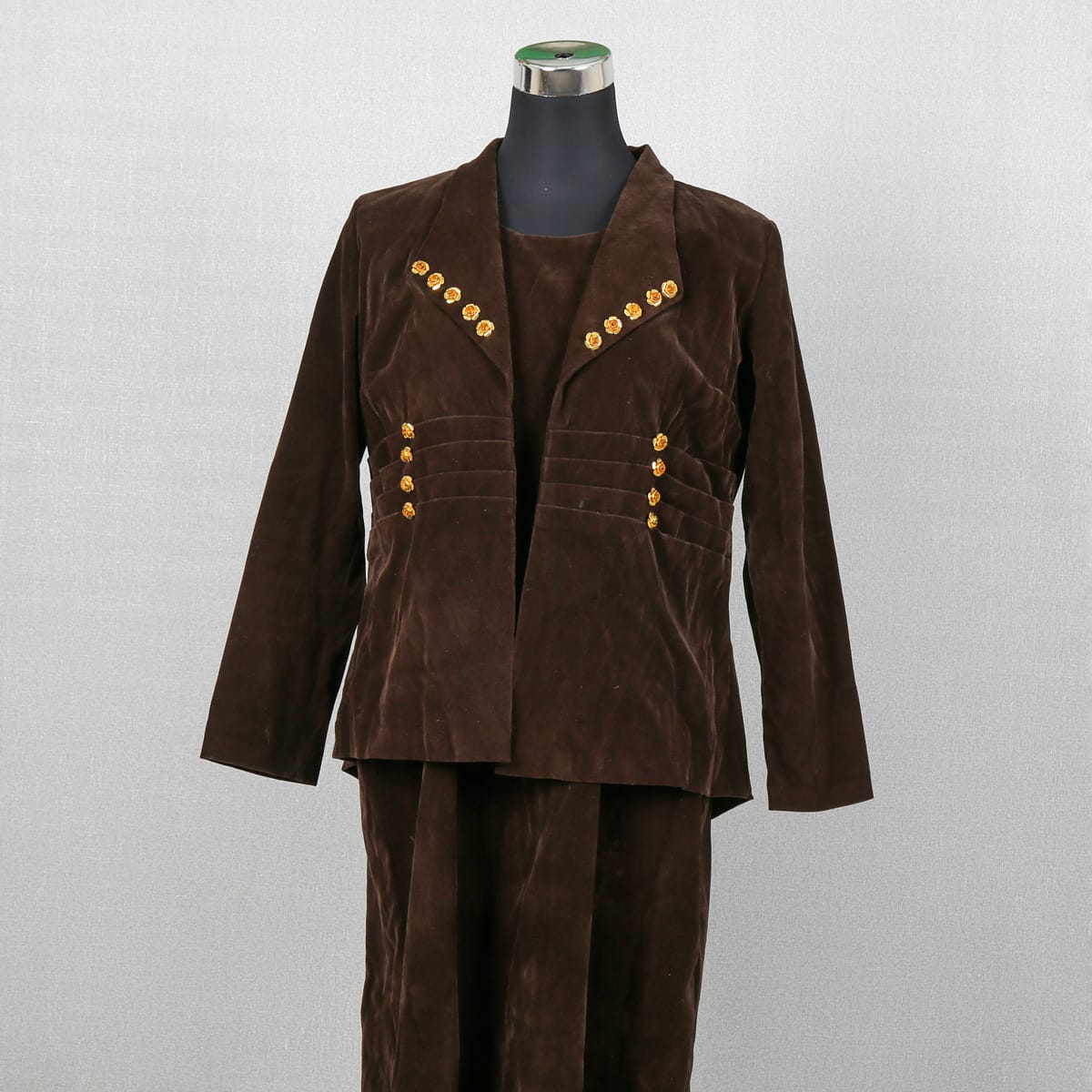 Vintage Brown Suede Women’s Suit – Blazer & Skirt Set 3