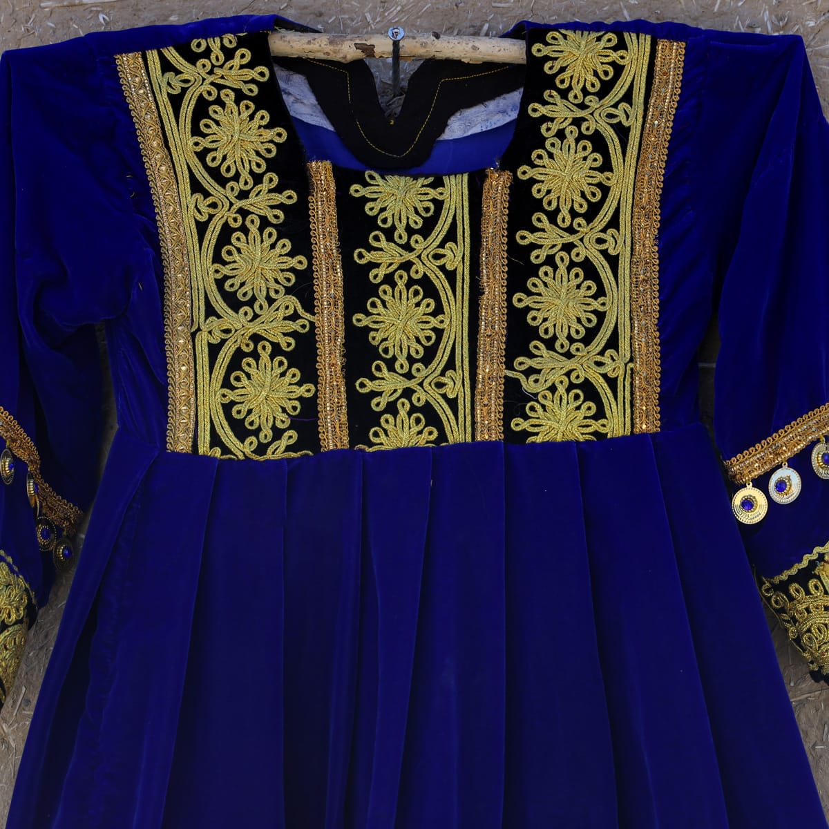 Traditional Gand Afghan Blue Velvet Dress 2
