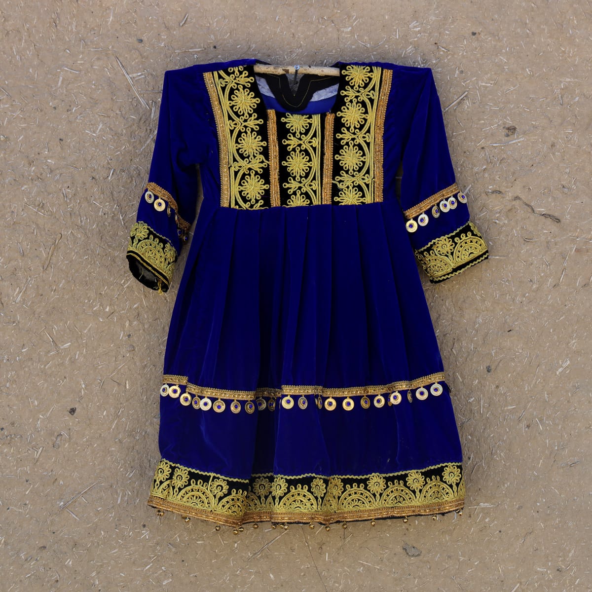 Traditional Gand Afghan Blue Velvet Dress 1