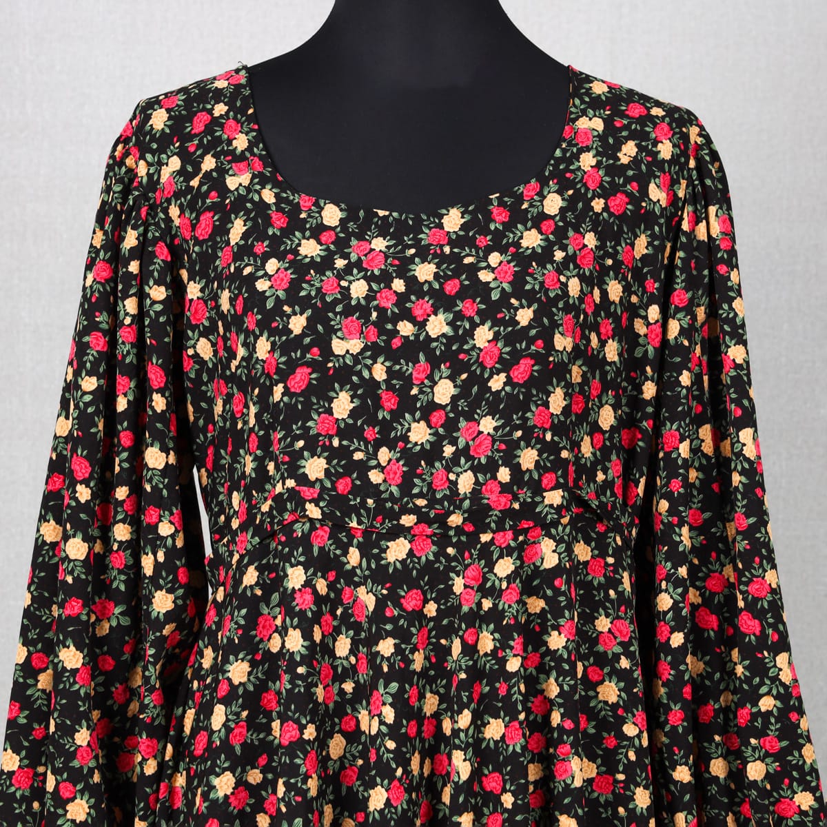 Floral Print Maxi Dress with Puff Sleeves 2