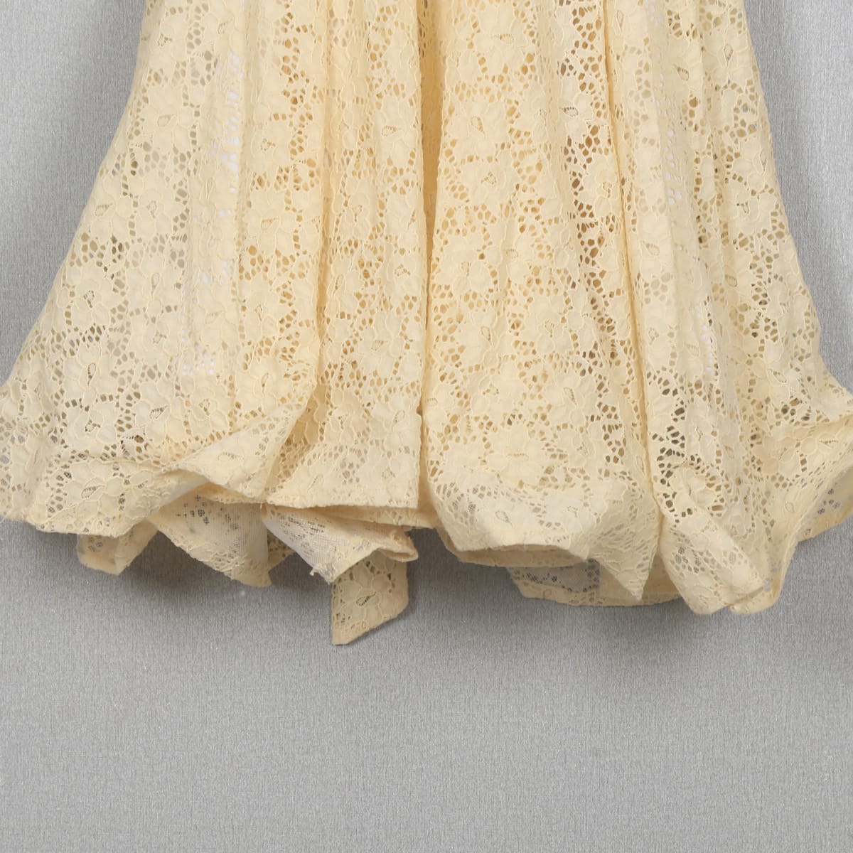 Cream Lace Button-Down Dress with Puff Sleeves 1