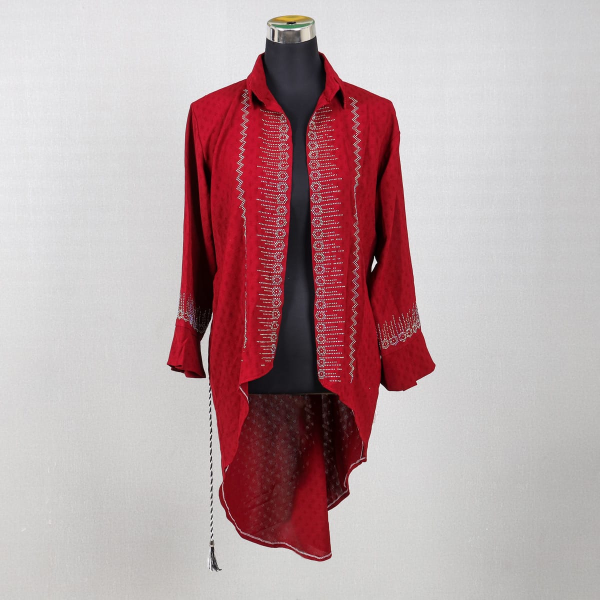 Red Embroidered Jacket with Tassel Detail 1