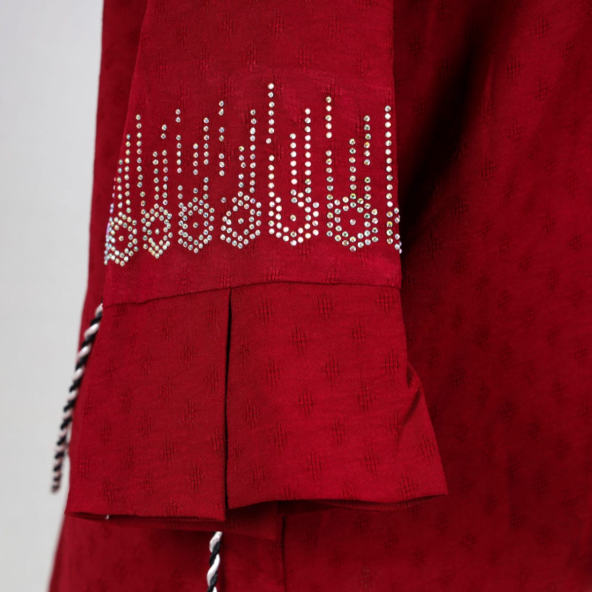 Red Embroidered Jacket with Tassel Detail 3