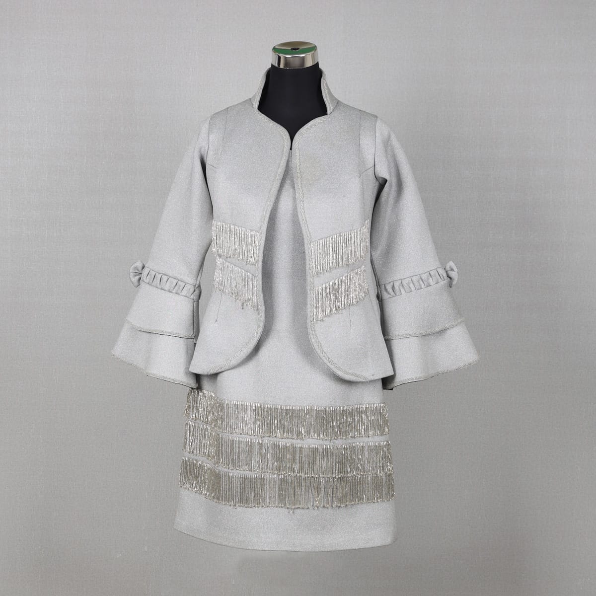Silver Fringe Jacket and Skirt Set 3