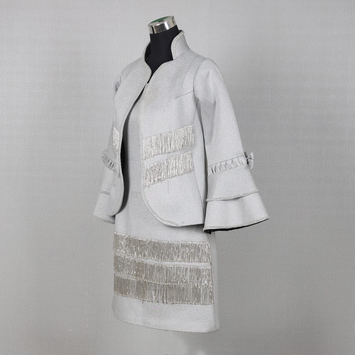 Silver Fringe Jacket and Skirt Set 2