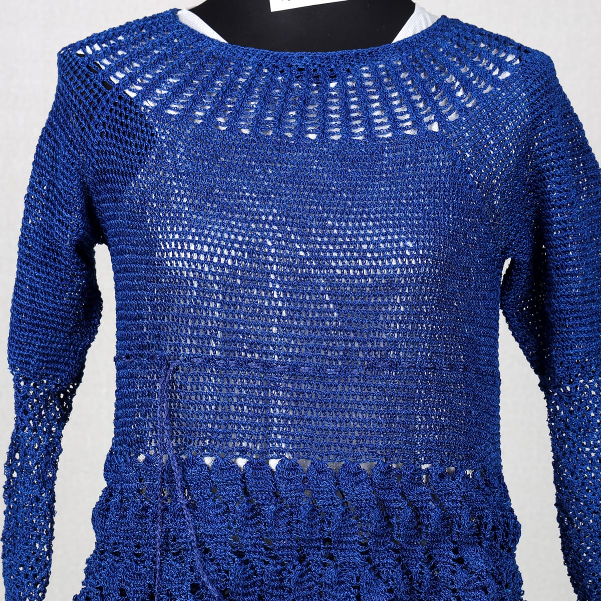 Handmade Navy Blue Crochet Dress – Two-Piece Set 1