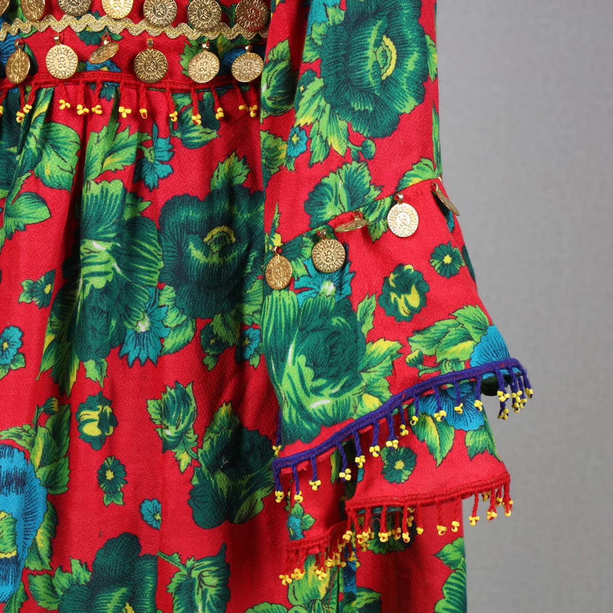 Afghan-Inspired Red Floral Dress with Embroidered Bodice 2
