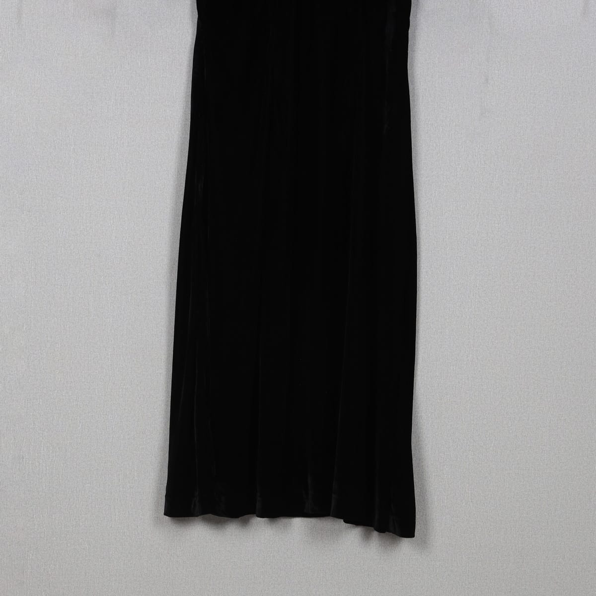 Classic Black Velvet Dress with Floral Embroidered Neckline 2