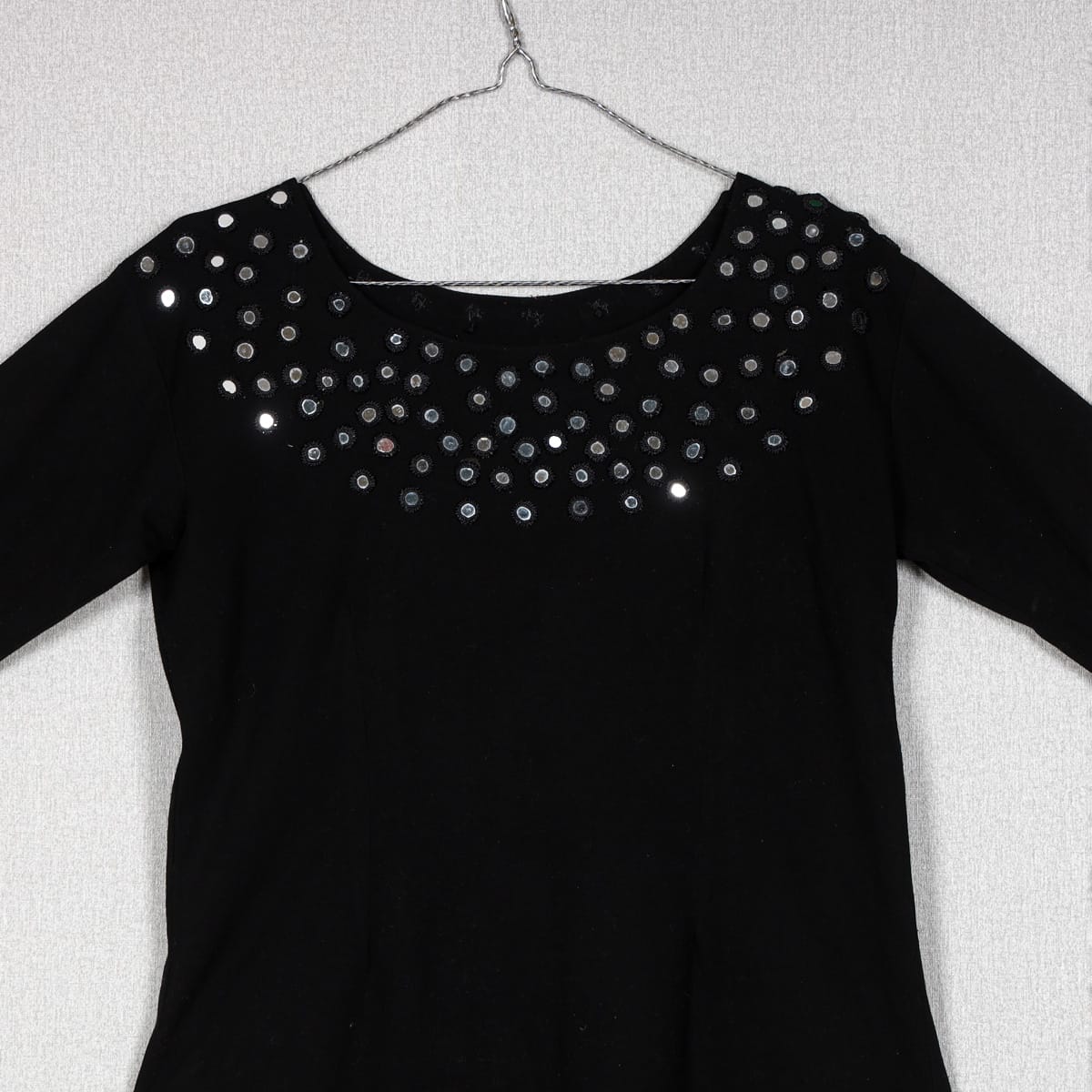 Black Fitted Dress with Silver Mirror Embellishments 2