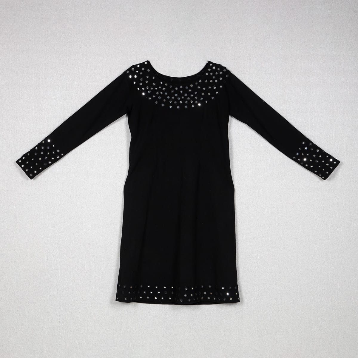 Black Fitted Dress with Silver Mirror Embellishments 1