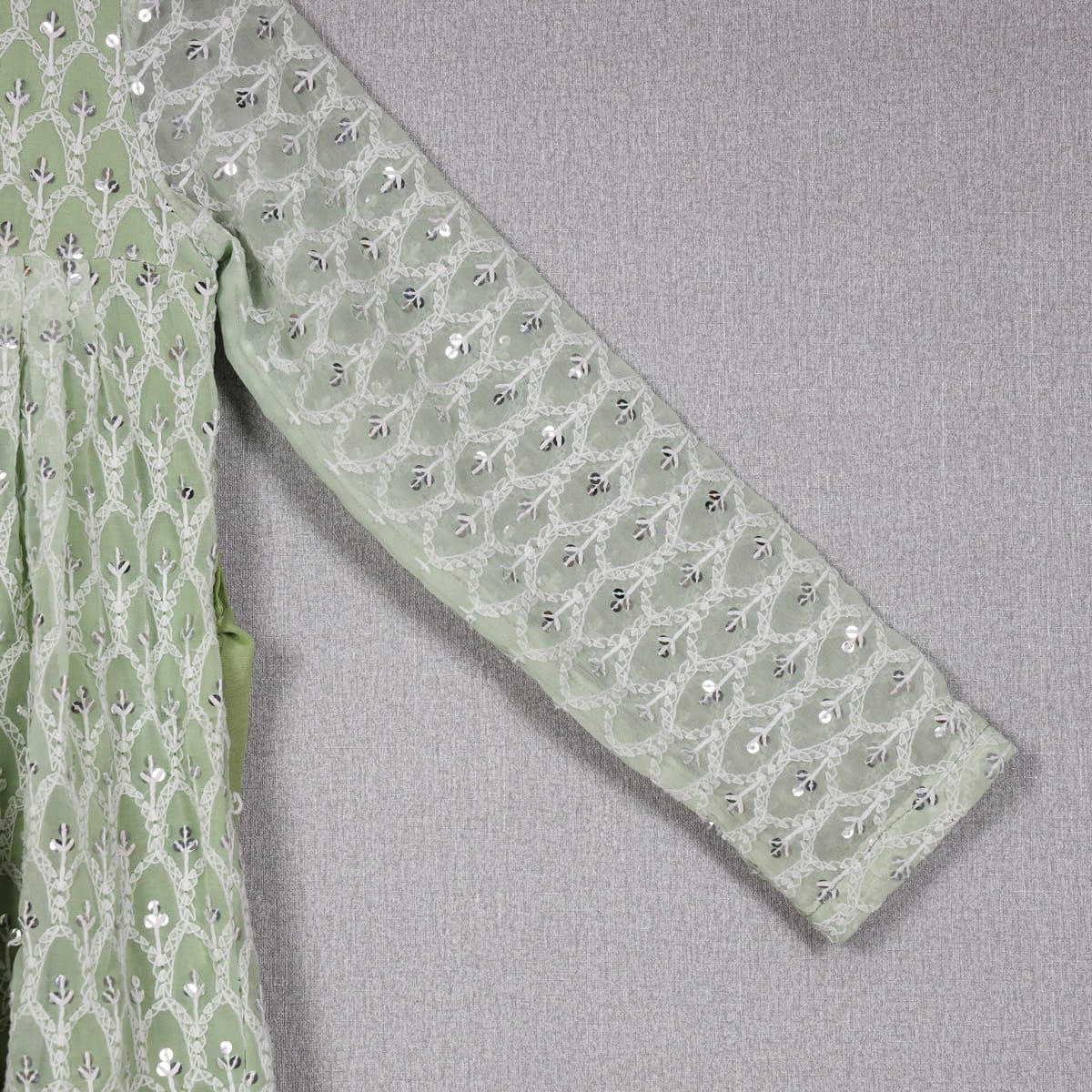 Mint Green Embroidered Dress for Girls 3