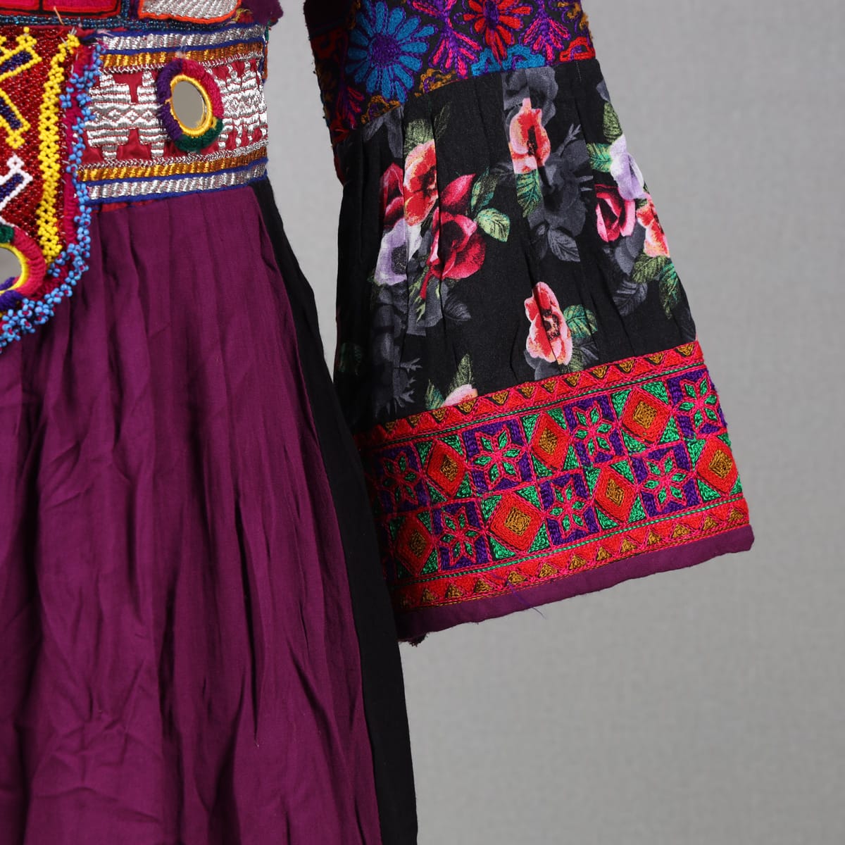 Traditional Purple Afghan Dress with Multicolor Embroidery 4