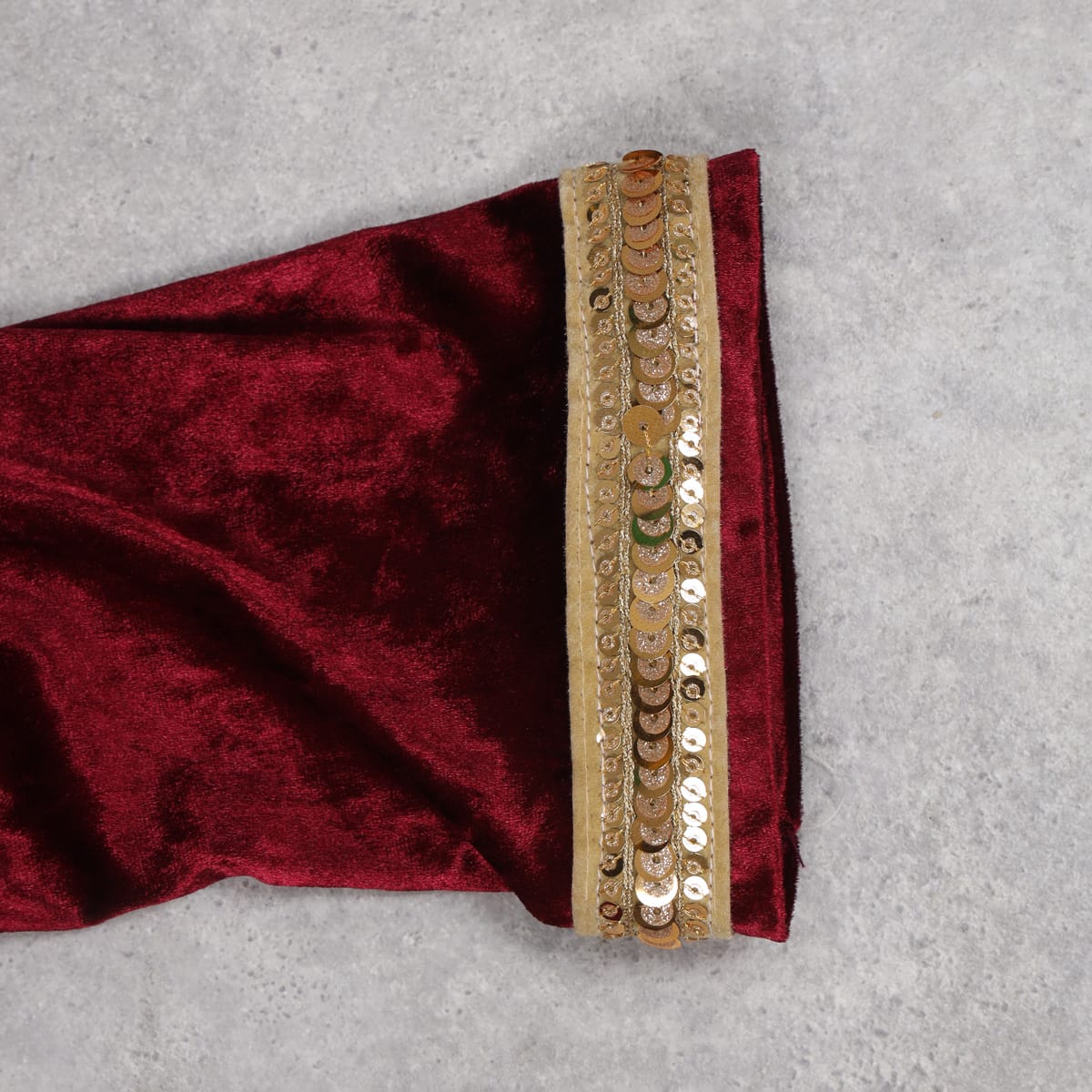 Maroon Velvet Party Dress with Golden Sequin Trim 4