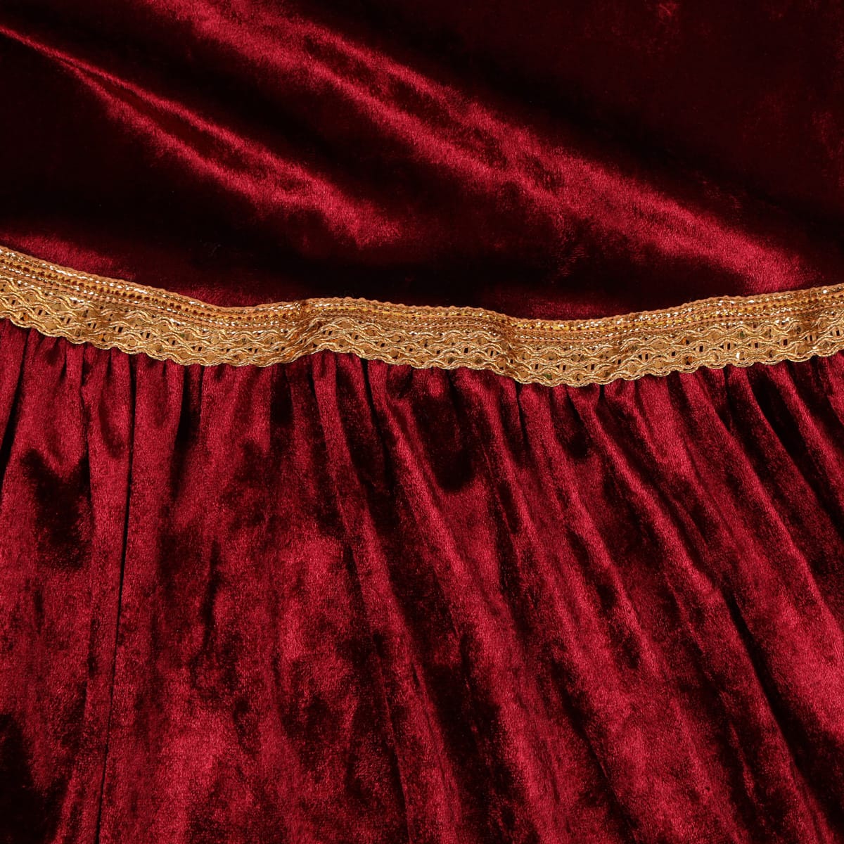 Maroon Velvet Party Dress with Golden Sequin Trim 3