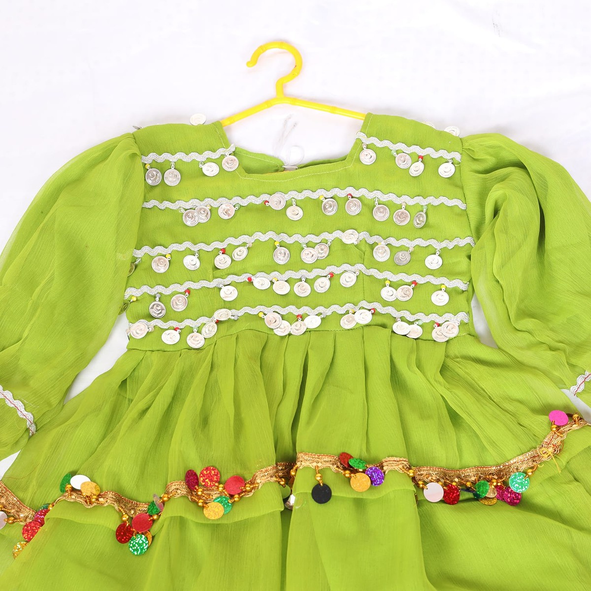 Green & Red Traditional Kids' Frock Set 2