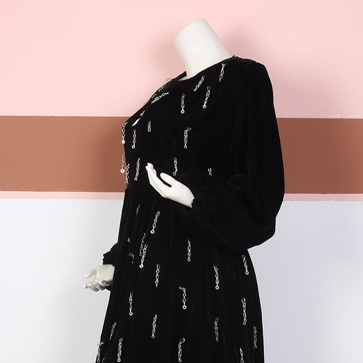 Black Velvet Kurti with Orange Shalwar 3