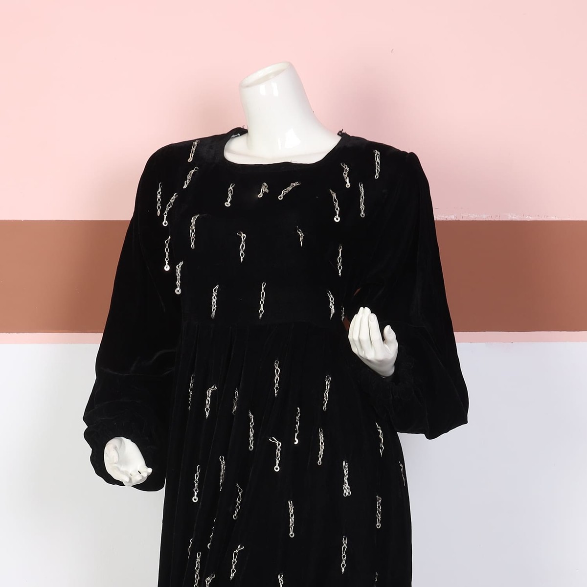 Black Velvet Kurti with Orange Shalwar 4