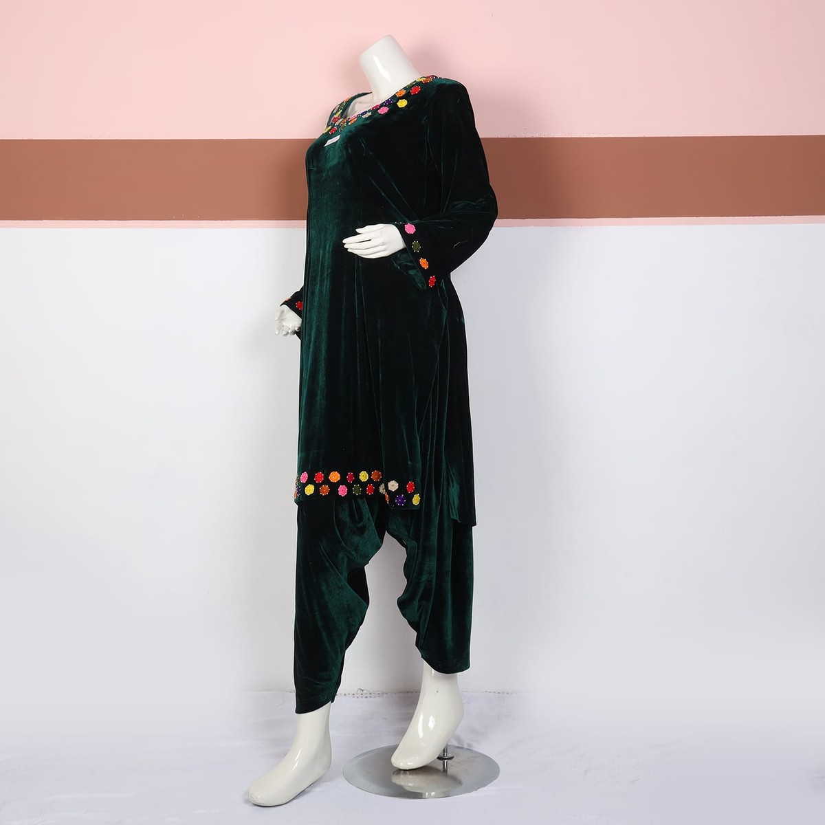 Emerald Green Velvet Embroidered 2