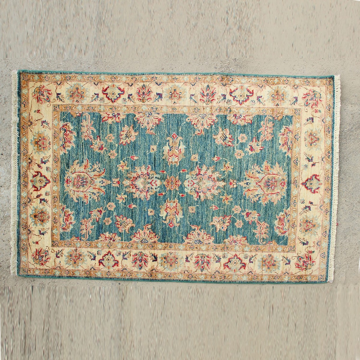 Vintage Floral Afghan Hand-Knotted Wool Carpet –ft: 4.7x4.5 1