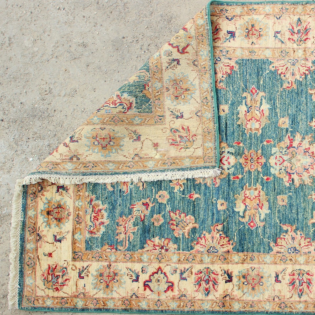 Vintage Floral Afghan Hand-Knotted Wool Carpet –ft: 4.7x4.5 2