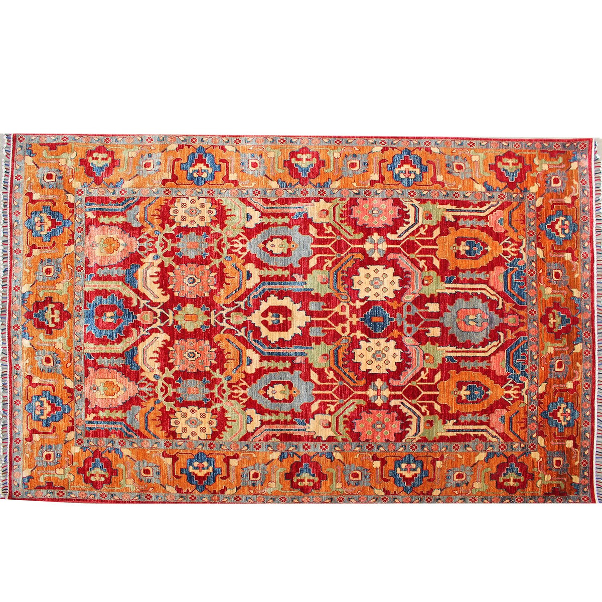 Vibrant Traditional Afghani-Inspired Area Rug-ft:8.27 x 6.56 1