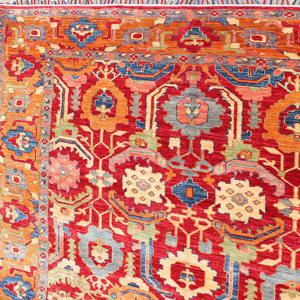 Vibrant Traditional Afghani-Inspired Area Rug-ft:8.27 x 6.56 2