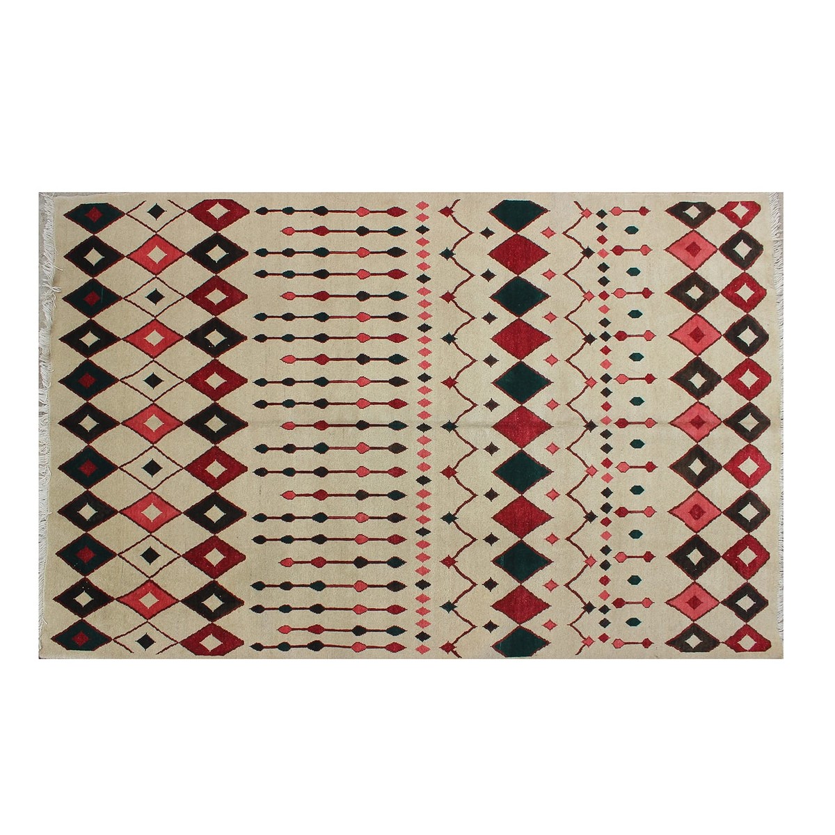 Geometric Diamond Pattern Wool Area Rug-ft:8.27 x 6.56 1