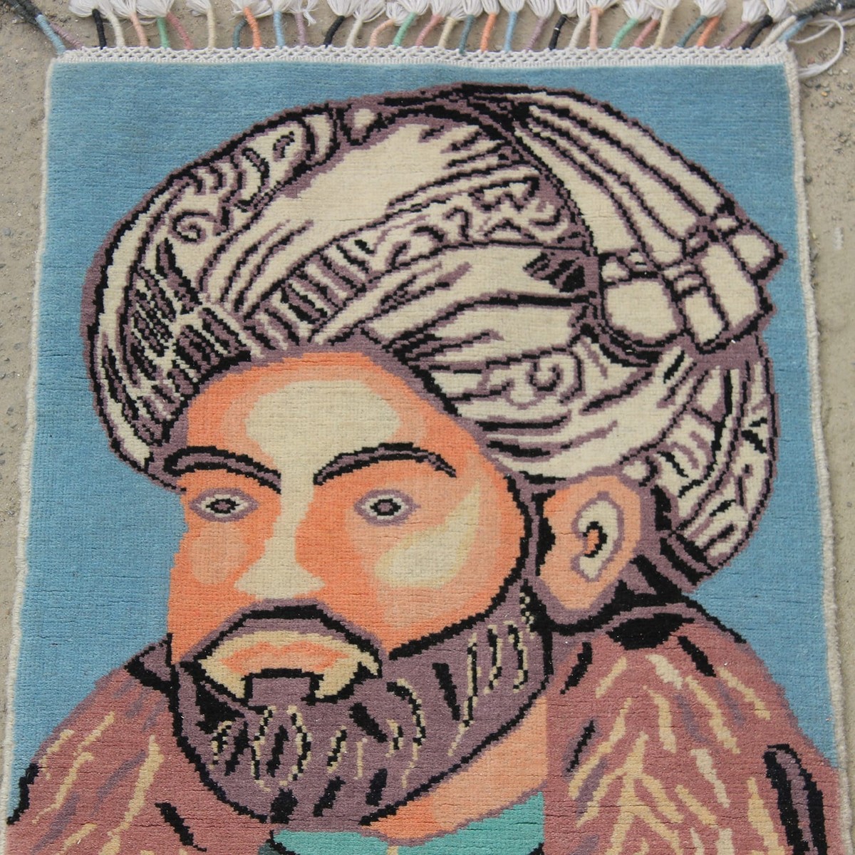 Handwoven Portrait Art Rug Ahmad shah baba photo-ft: 1.97 x 1.61 ft 2