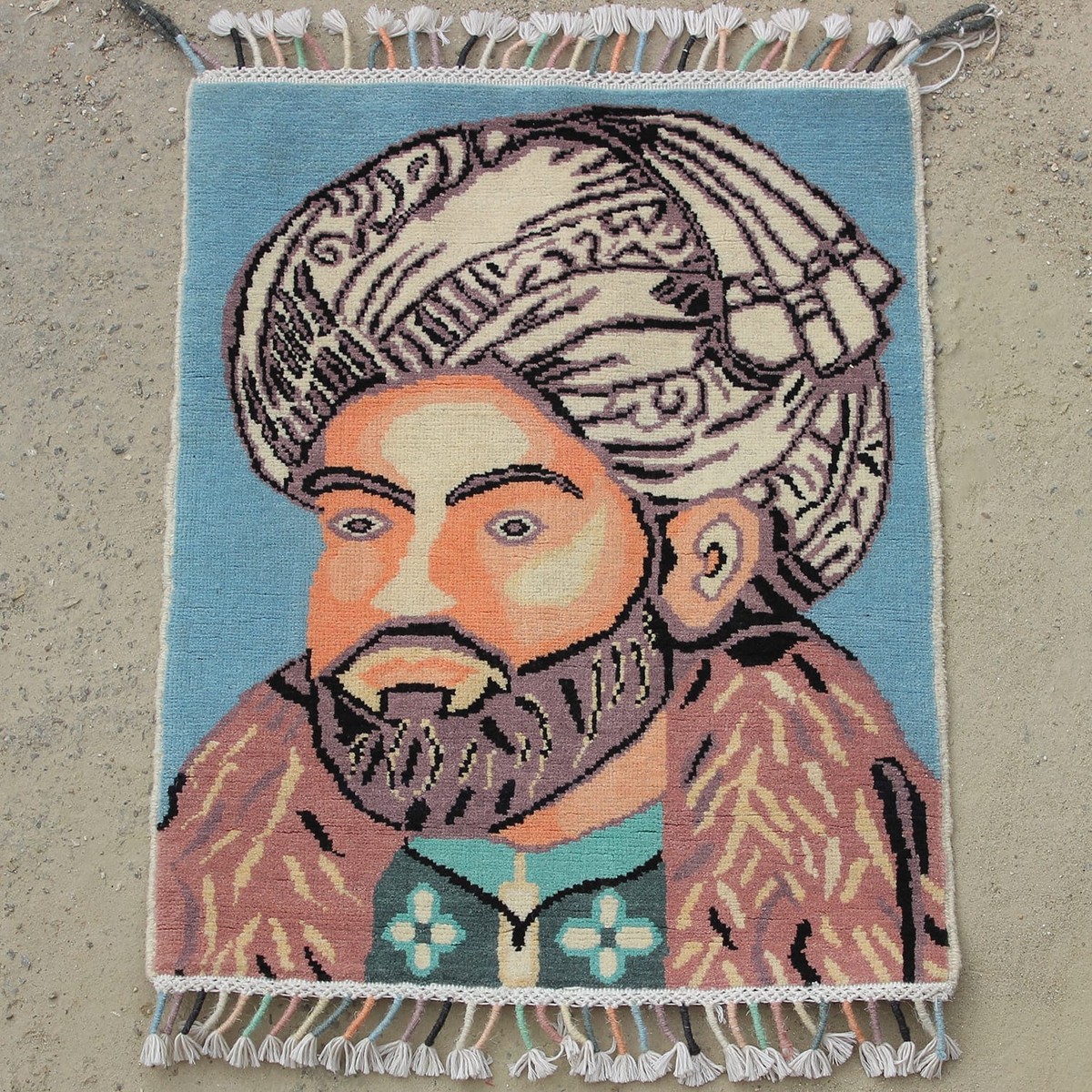 Handwoven Portrait Art Rug Ahmad shah baba photo-ft: 1.97 x 1.61 ft 1