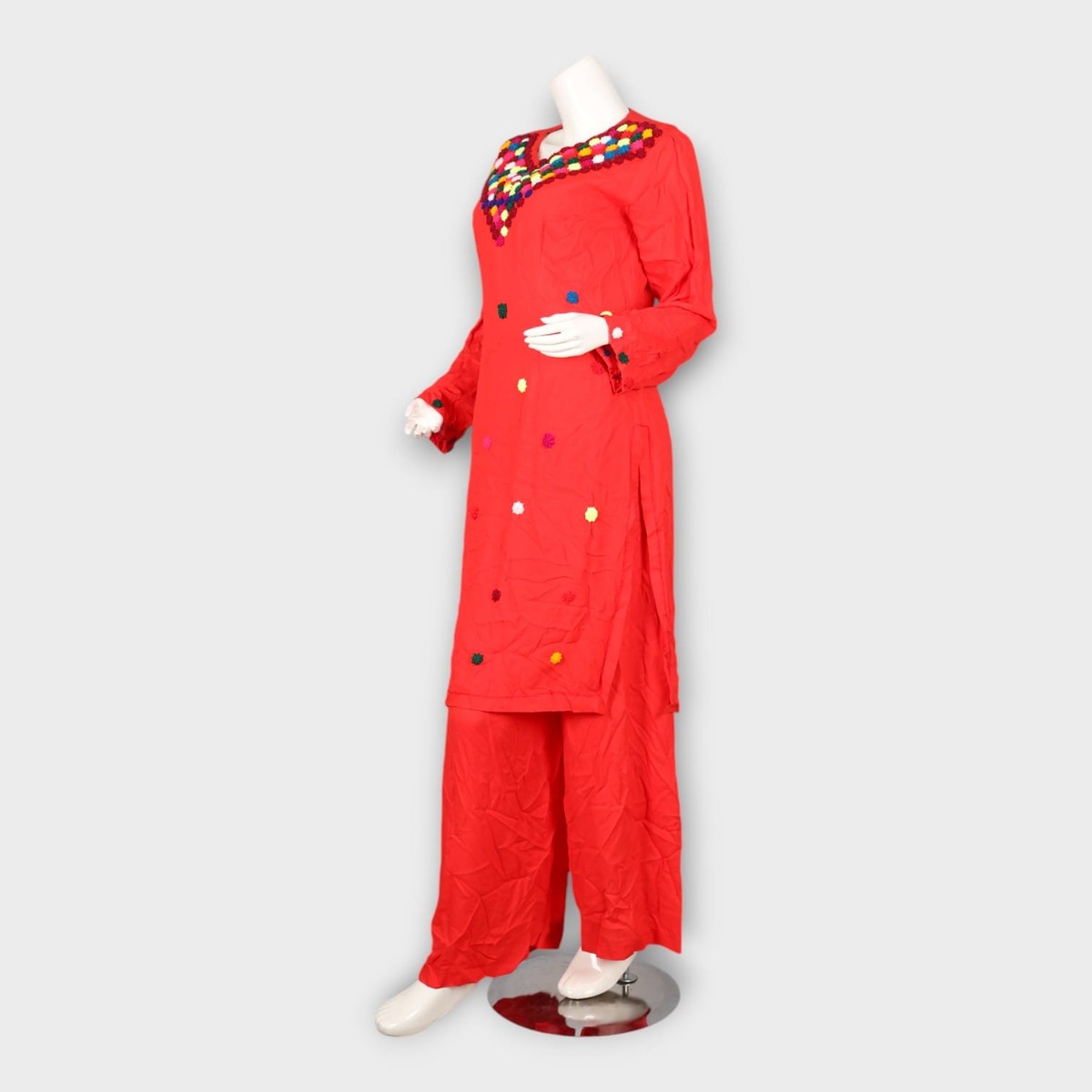 Minimal Red Traditional Afghan Dress 5