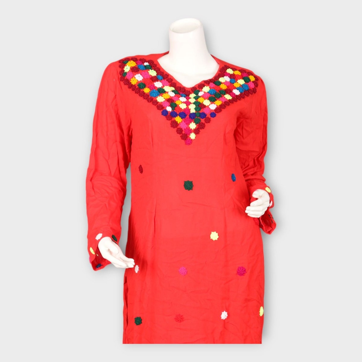 Minimal Red Traditional Afghan Dress 3